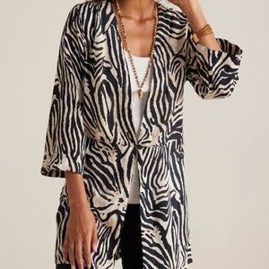 Soft Surroundings Zebra Print One Button Cardigan Kimono Women’s Size XL Spring